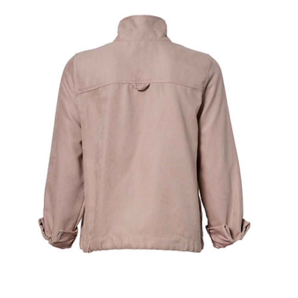 Korye Peach Skin Utility Jacket Blush Pink 3XL Roll Tab Sleeves NWT - Picture 2 of 3